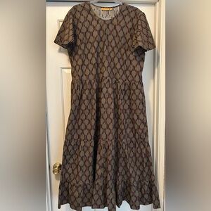Oliphant Cotton Dress Women’s 2XL Split V Neck Pockets